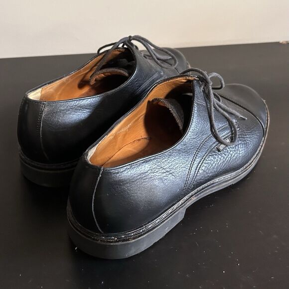 Mephisto Cap Toe Oxfords Mens 13 Black Leather Lace Up Dress Shoes France - Picture 5 of 9